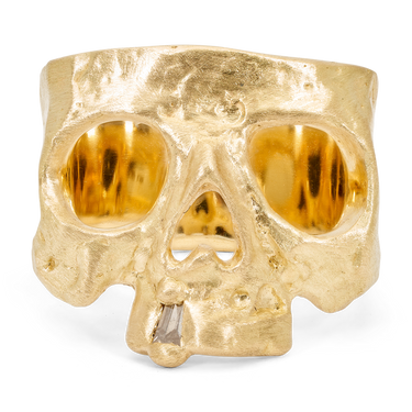 Diamond Snaggletooth Skull Ring - Made to Order